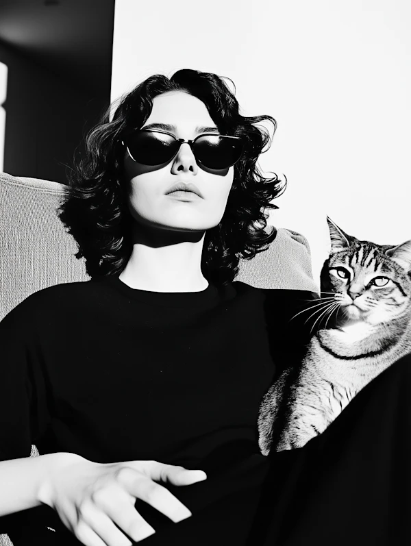Woman with Cat Portrait
