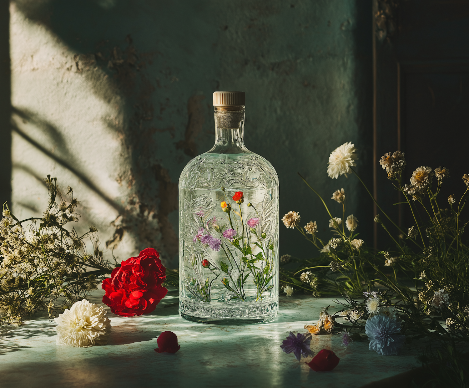 Floral Glass Bottle