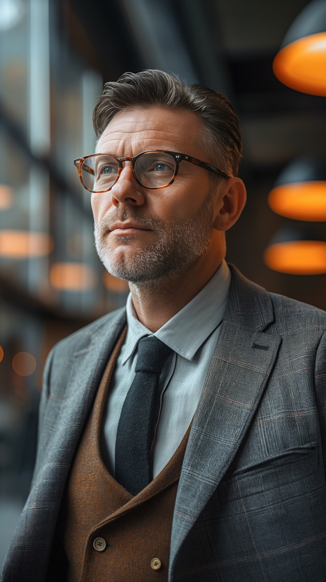 Contemplative Man in Suit