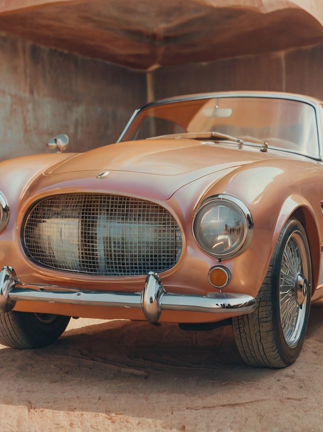 Vintage Classic Car in Desert Setting