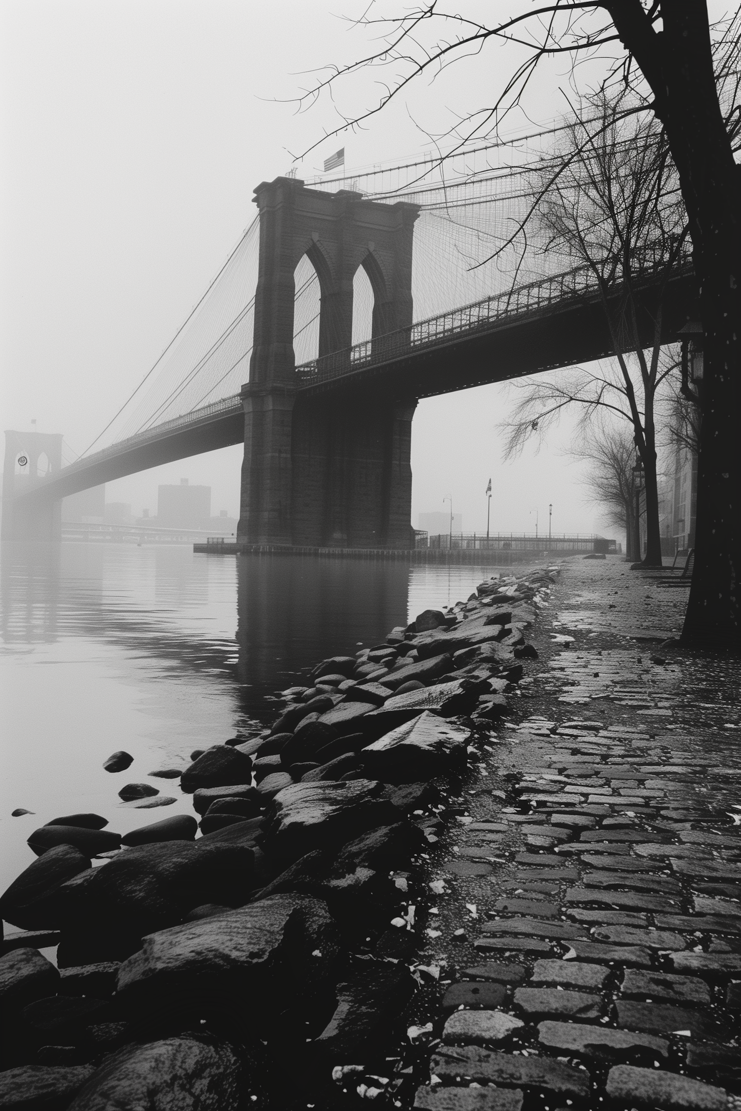 Foggy Historic Bridge