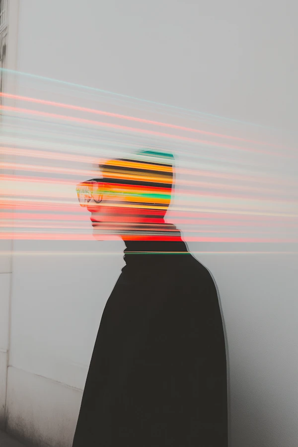 Futuristic Profile with Light Streaks