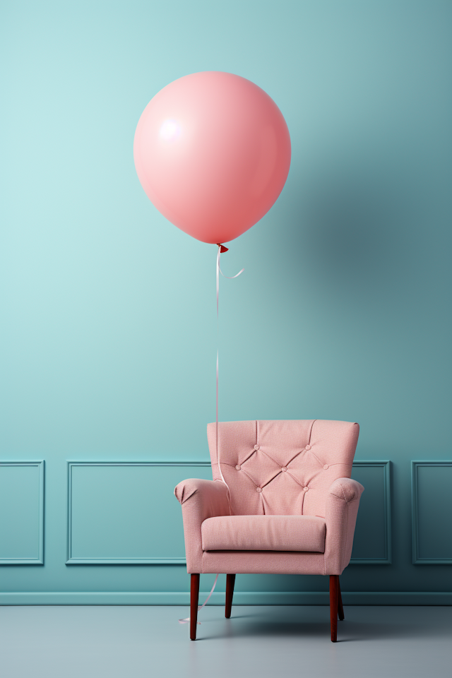 Pastel Serenity with Balloon and Vintage Chair