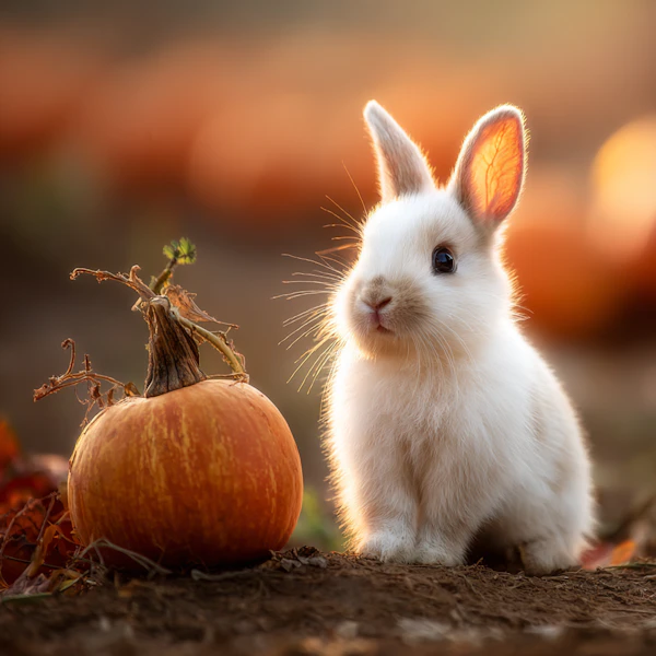 Rabbit and Pumpkin Scene