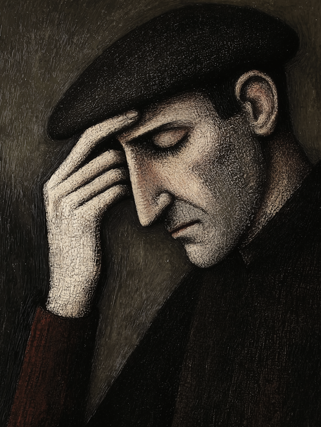 Contemplative Man in Beret