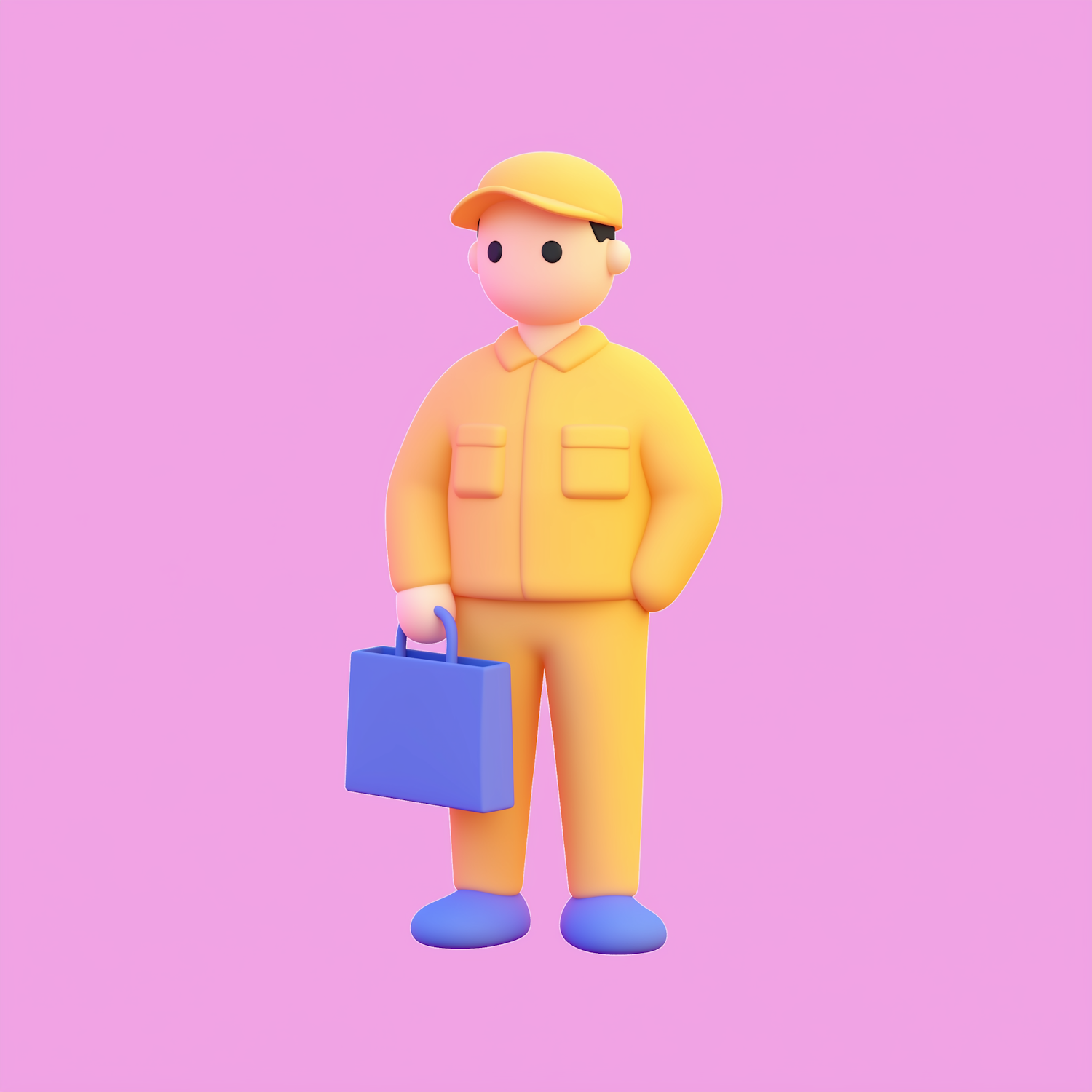 Cartoonish 3D Model Character in Yellow Attire