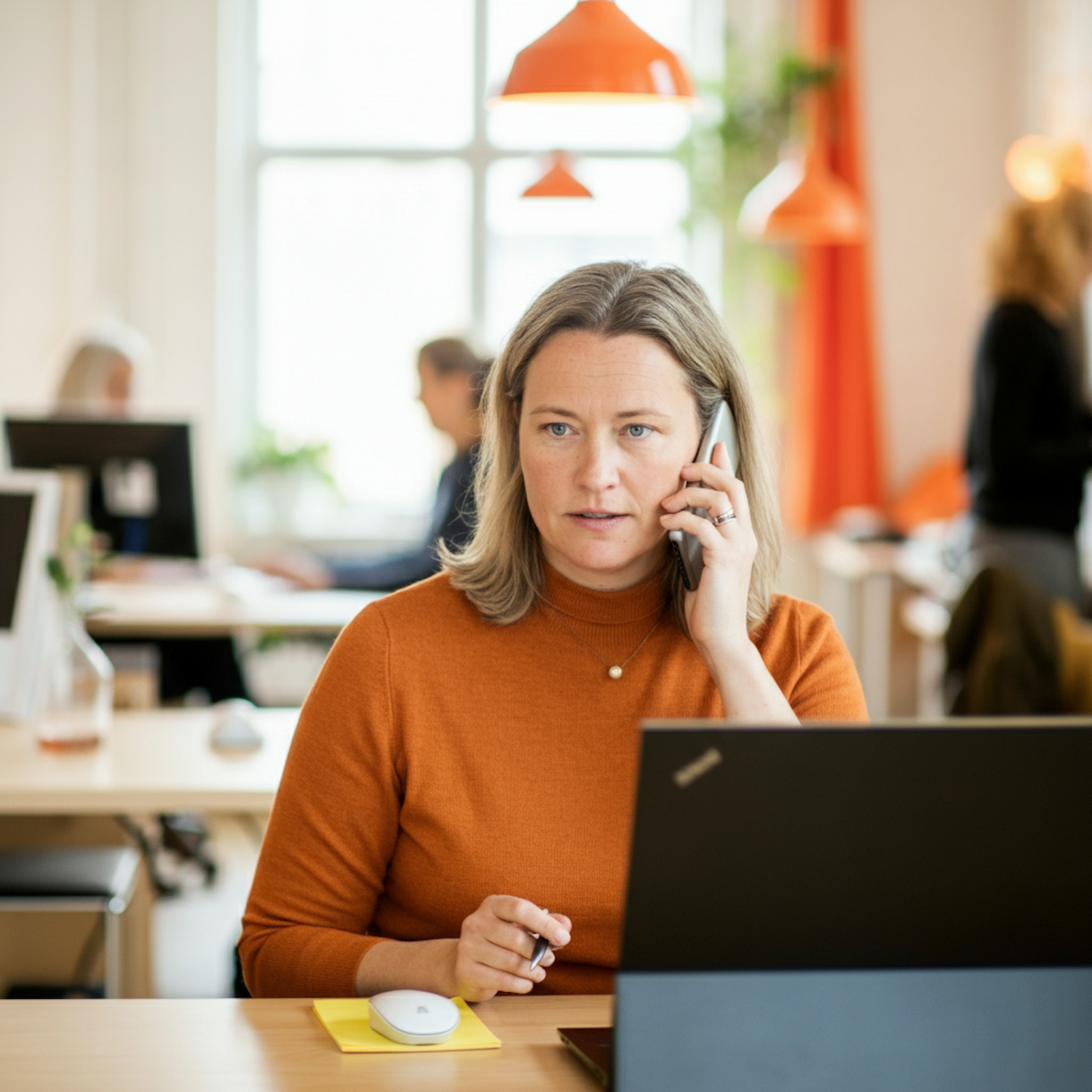 Woman in Office on Phone