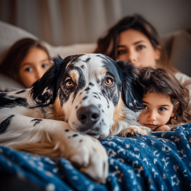 Cozy Family Scene with Dog