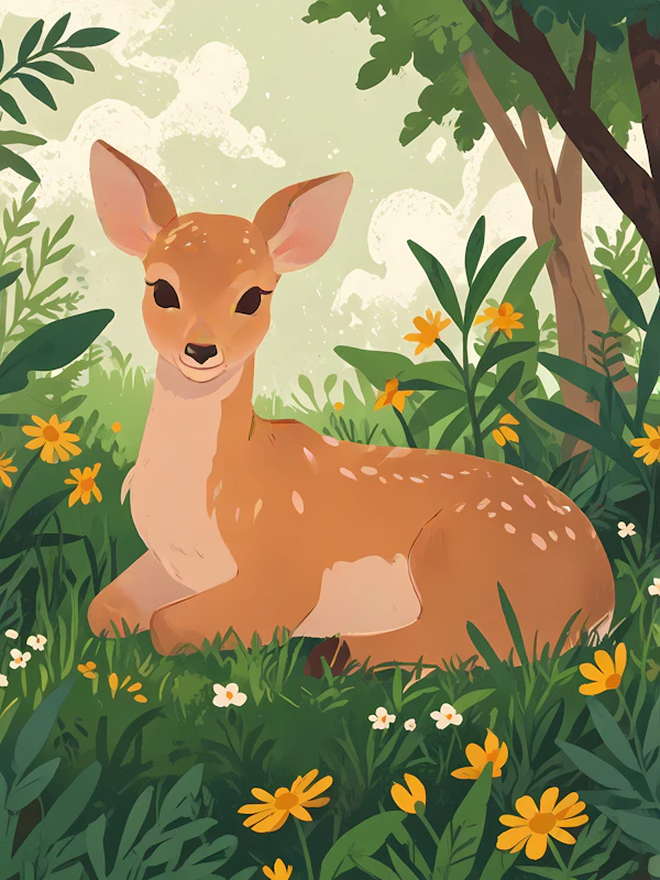 Serene Fawn in Meadow