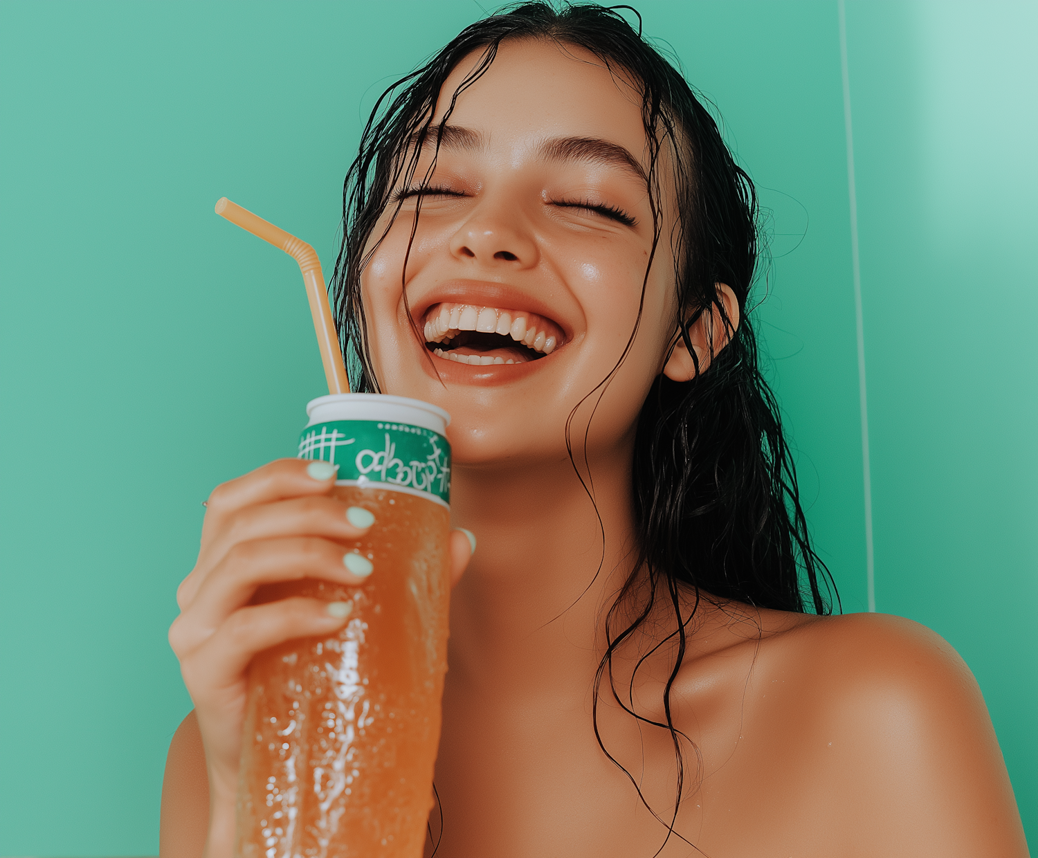 Joyful Woman with Drink