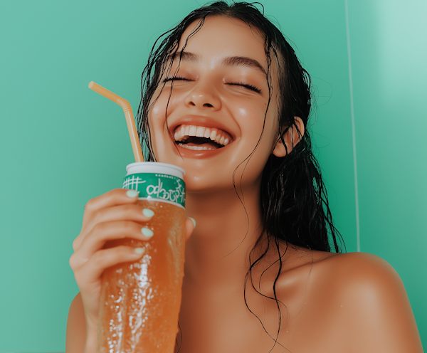 Joyful Woman with Drink