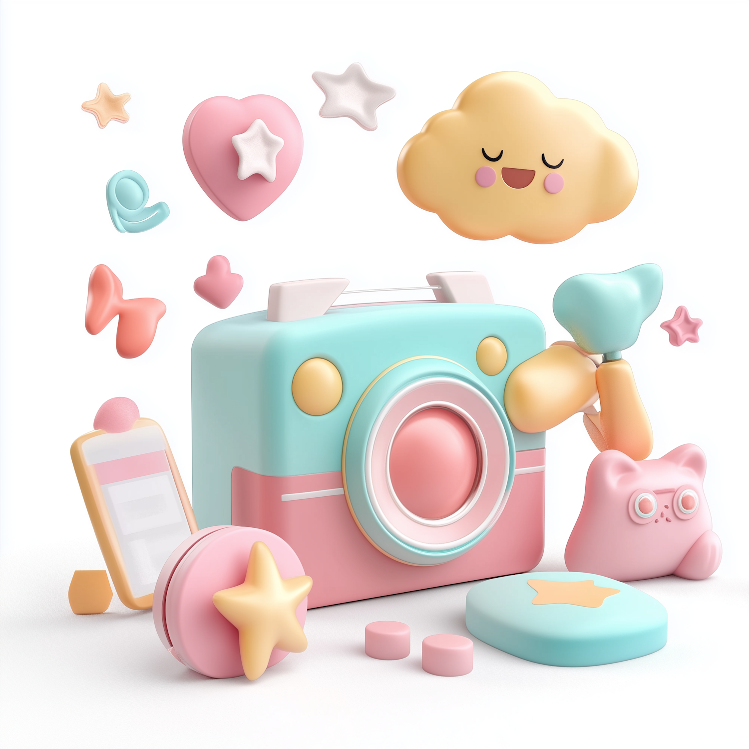 Whimsical Pastel Camera Scene