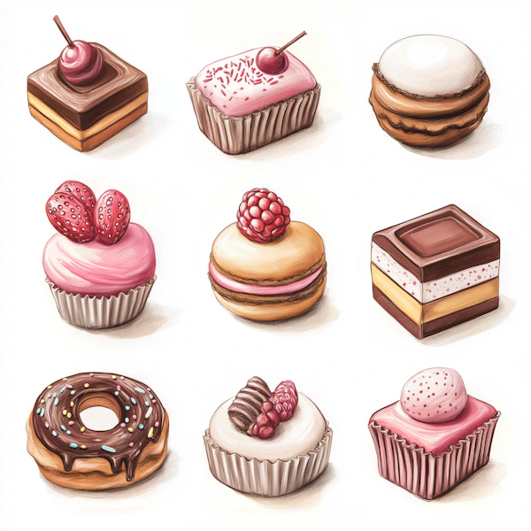 Dessert Illustration Grid