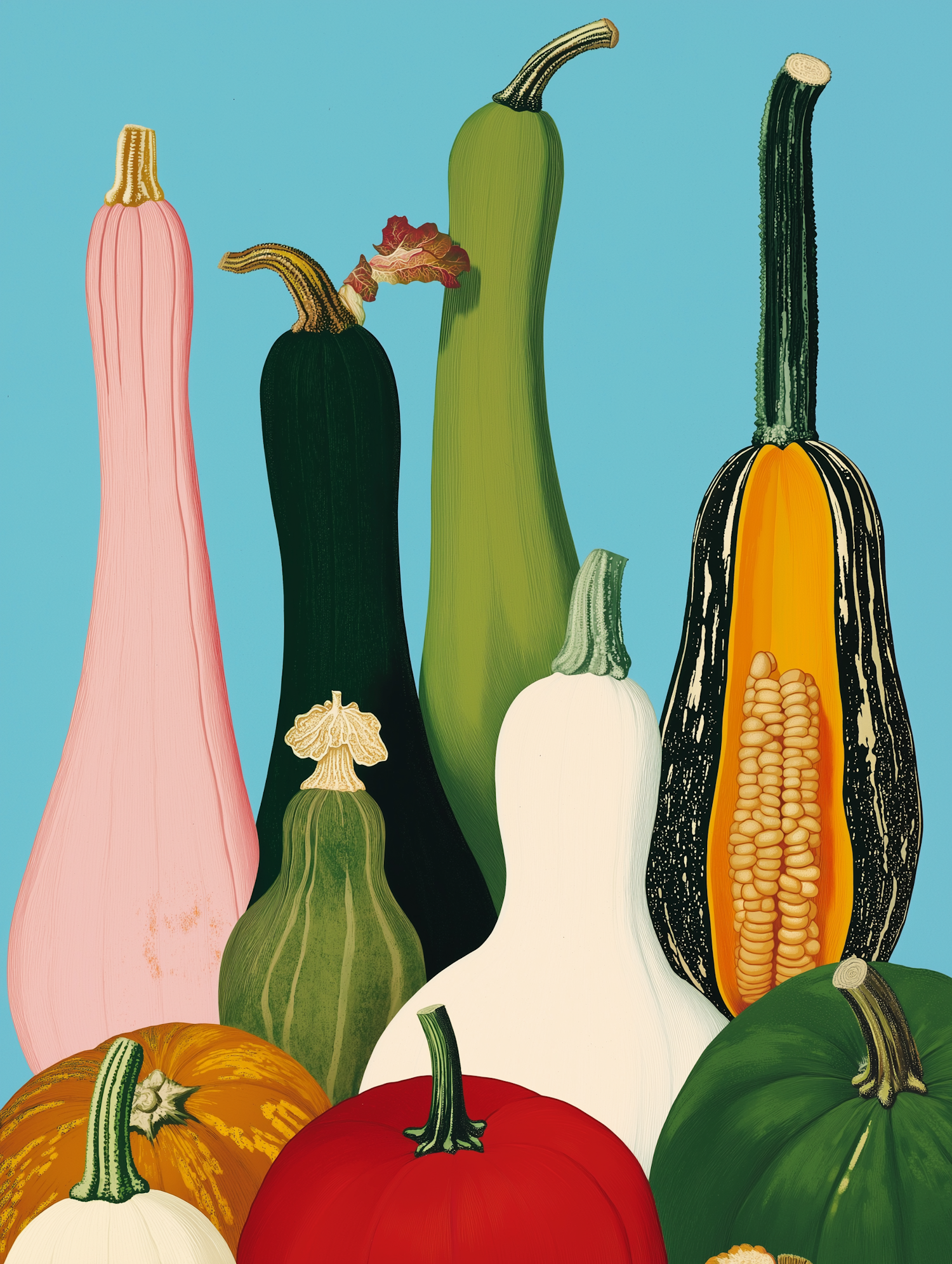 Colorful Gourds and Squashes