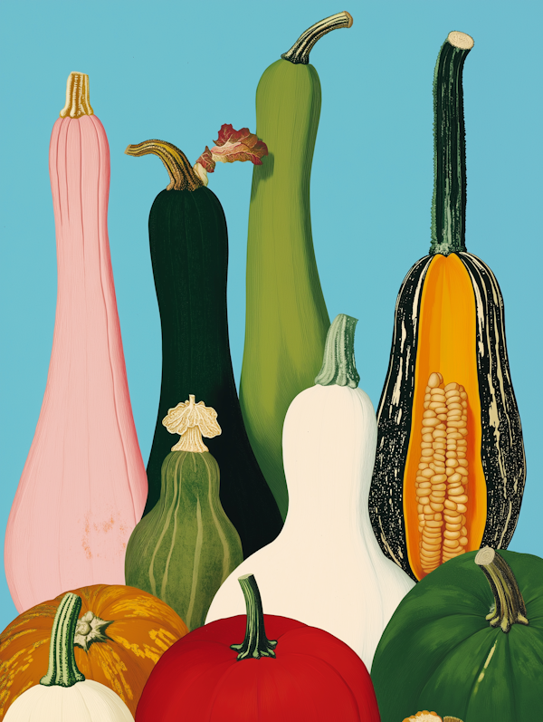 Colorful Gourds and Squashes