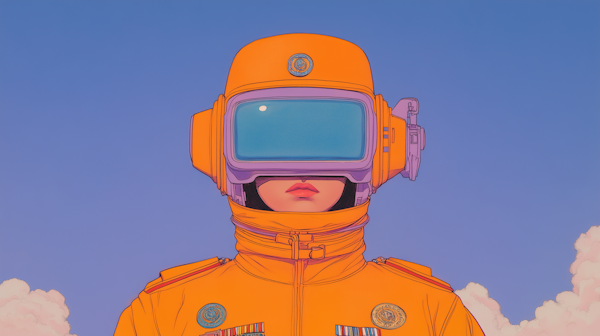 Person in Orange Space Suit