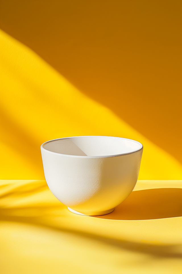 White Bowl on Vibrant Yellow Backdrop