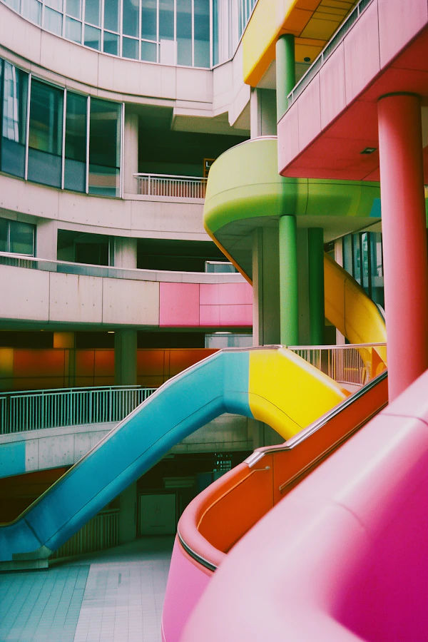 Vibrant Architectural Structure with Colorful Slides