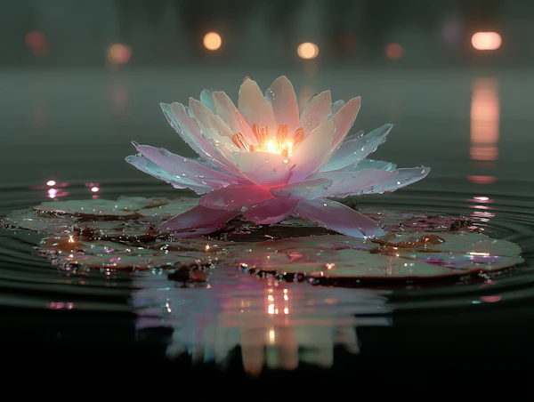 Glowing Lotus on Water
