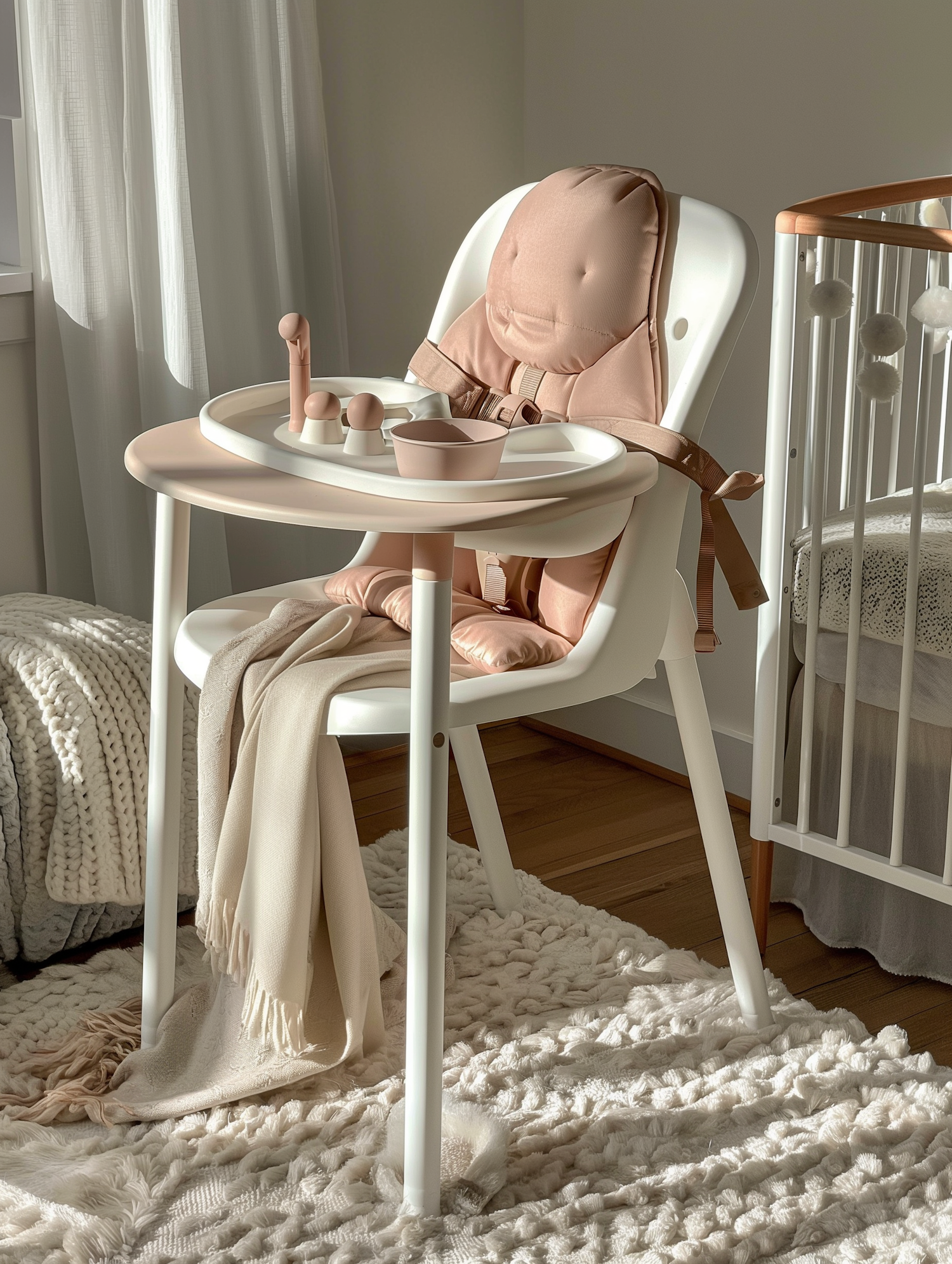 Serene Nursery with Modern High Chair