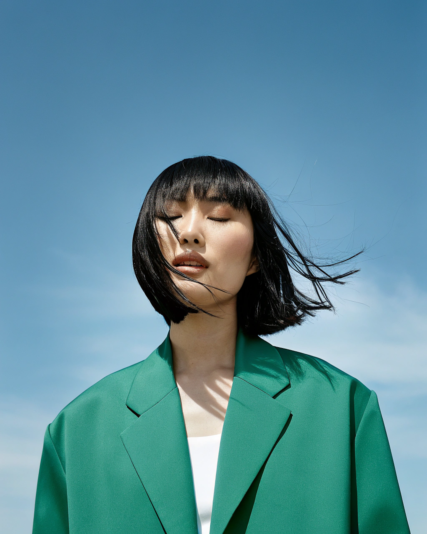 Serene Portrait Against Blue Sky