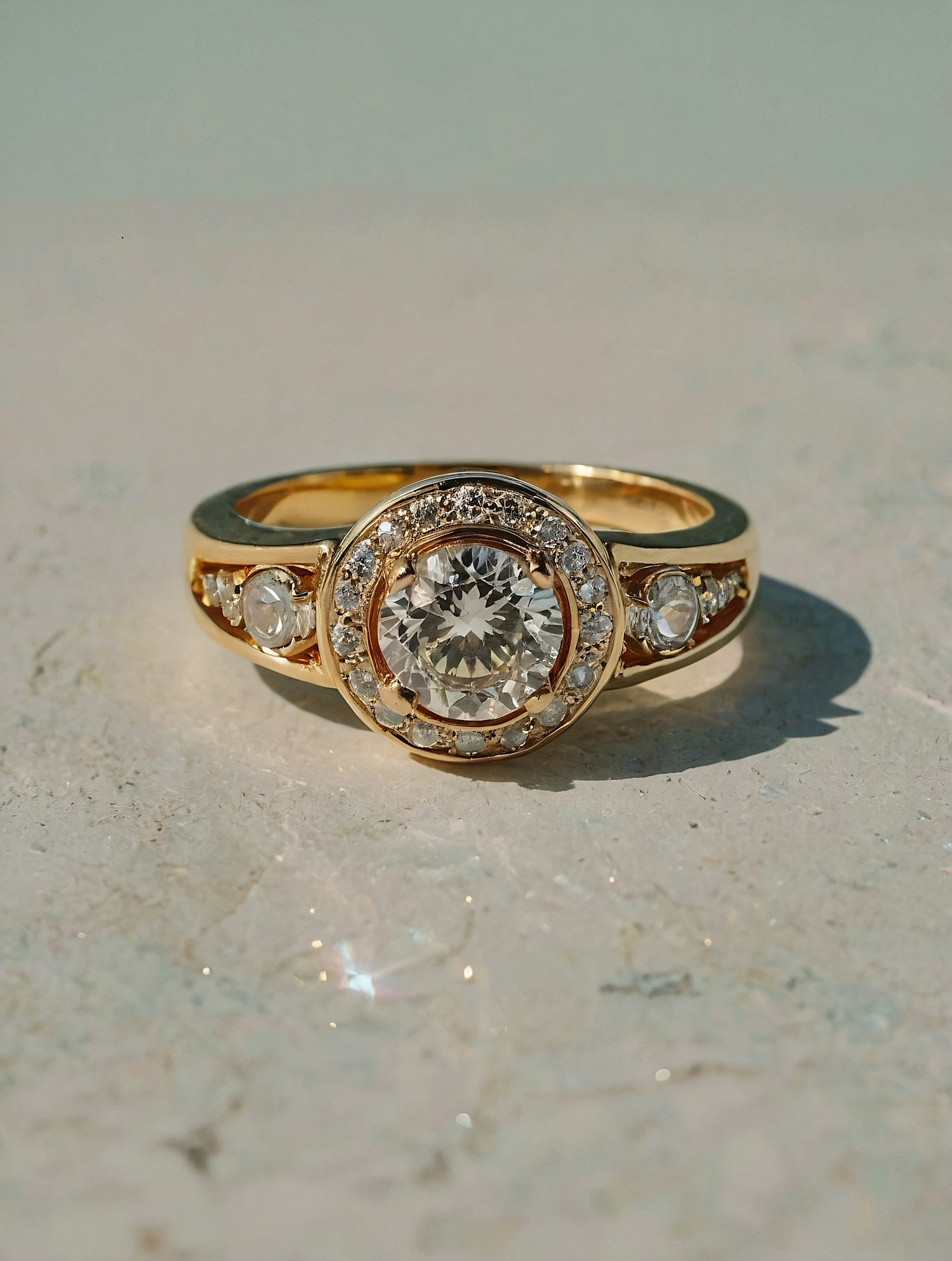 Diamond Halo Gold Ring