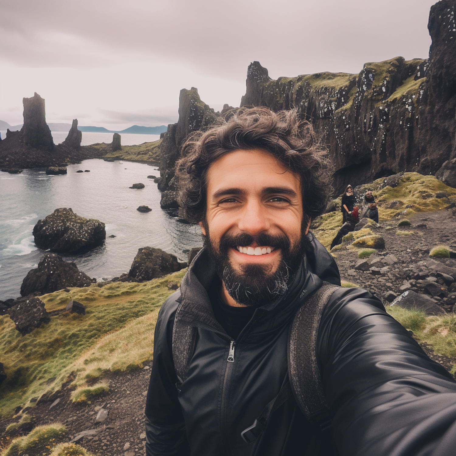 Joyful Explorer in Rugged Terrain Selfie