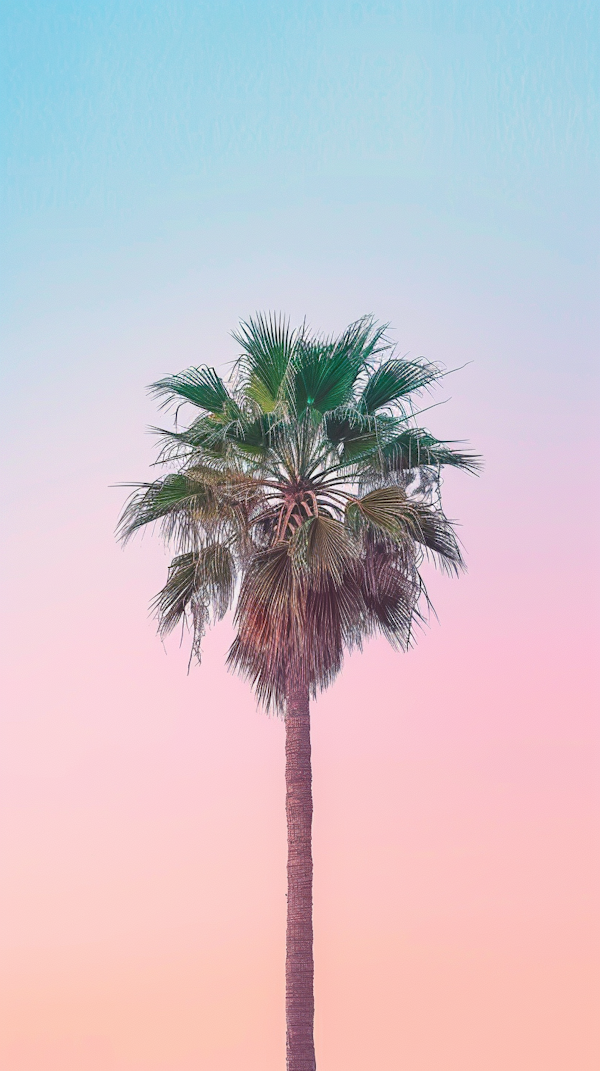 Solitary Palm Tree Against Gradient Sky