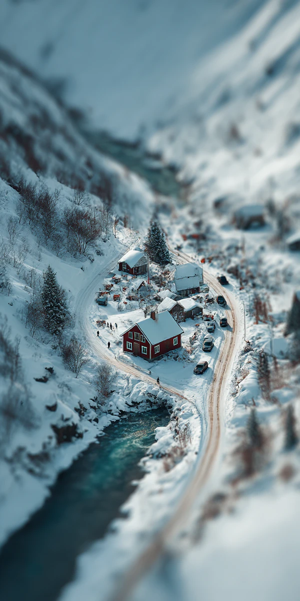 Snowy Village Scene