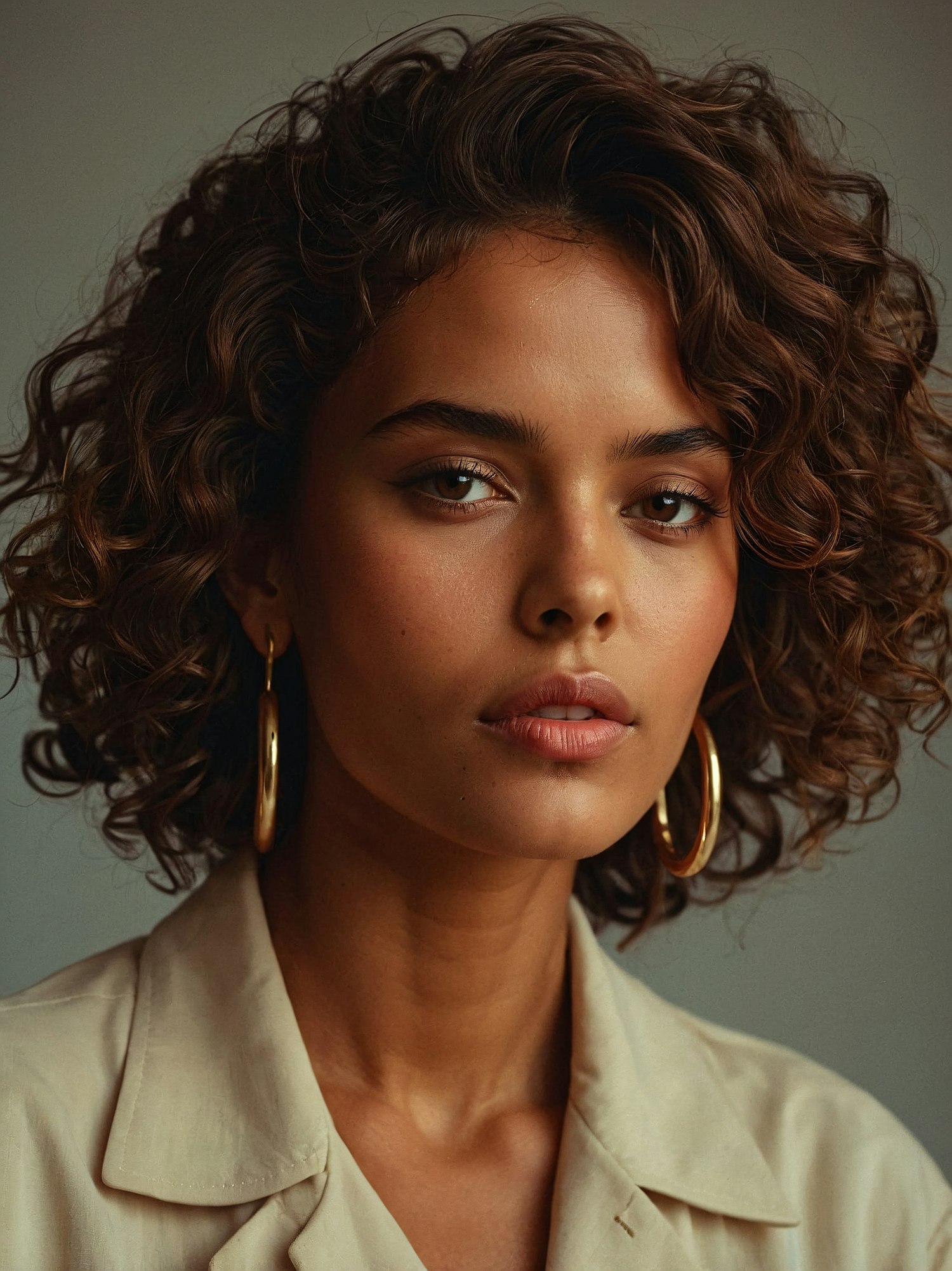 Close-up Portrait with Curly Hair