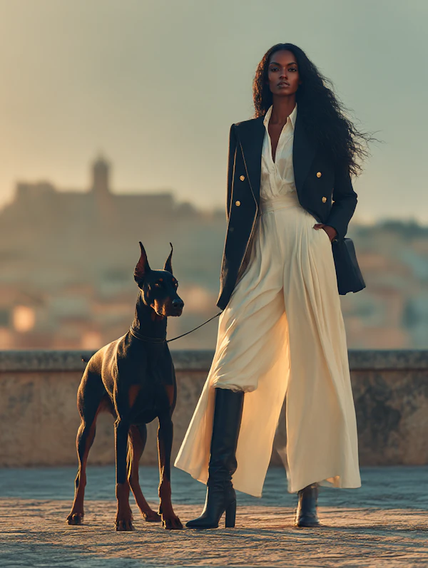 Elegant Woman and Doberman
