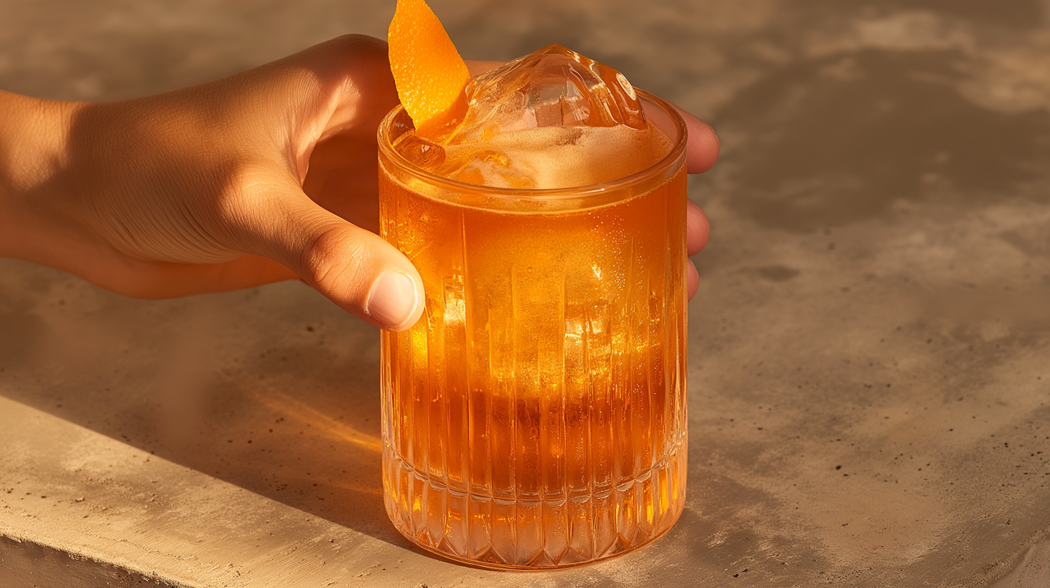 Close-up of Orange Drink in Hand