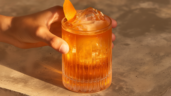 Close-up of Orange Drink in Hand