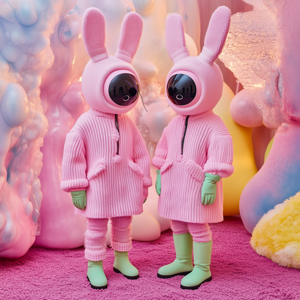 Whimsical Alien Figures in Pink