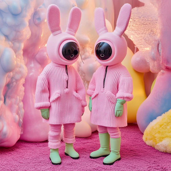 Whimsical Alien Figures in Pink