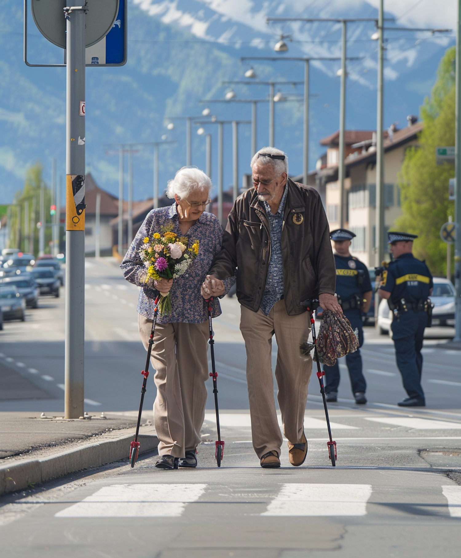 Elderly Couple Walking Together