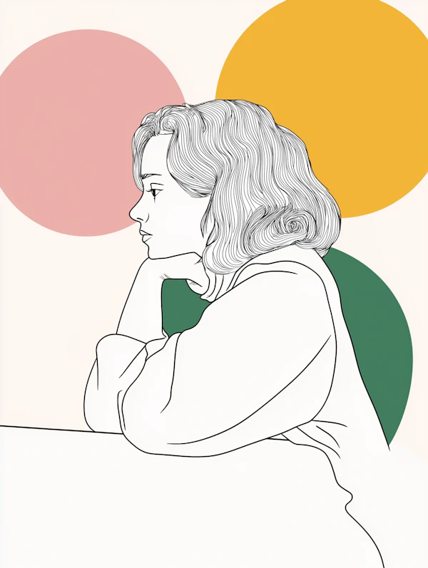 Contemplative Line Drawing