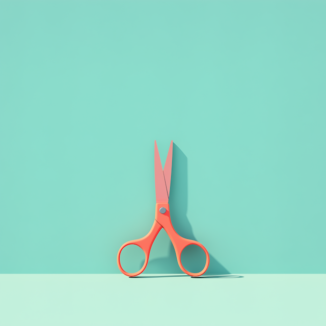 Pink Scissors on Aqua Background