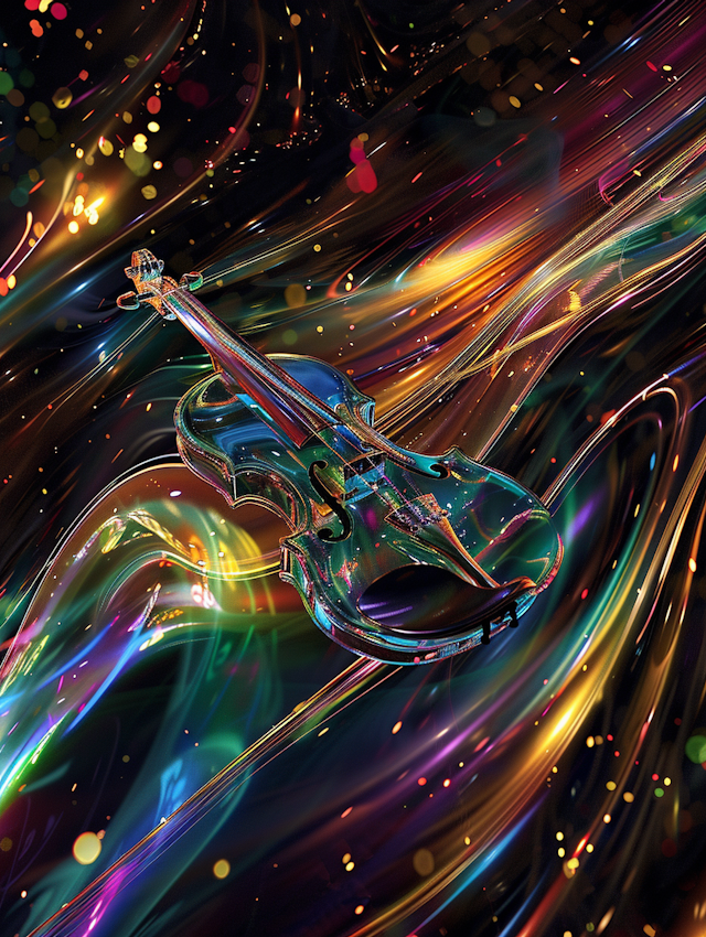 Surreal Violin in Colorful Abstract