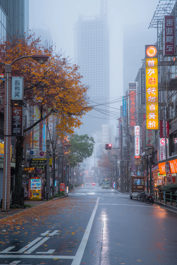Misty Autumn in Urban Japan