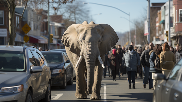 Elephant Promenade in Urban Jungle