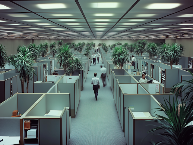 Open-Plan Office with Workers