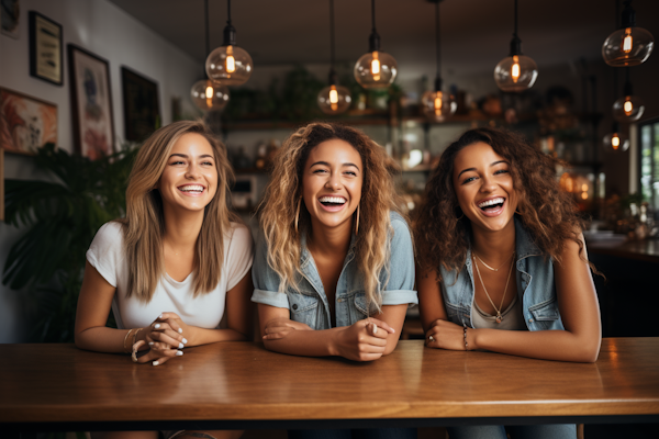 Joyful Companionship at the Wooden Table