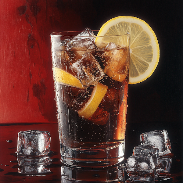 Chilled Cola with Lemon Garnish