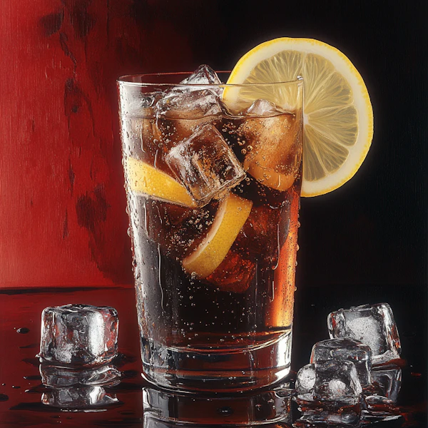 Chilled Cola with Lemon Garnish