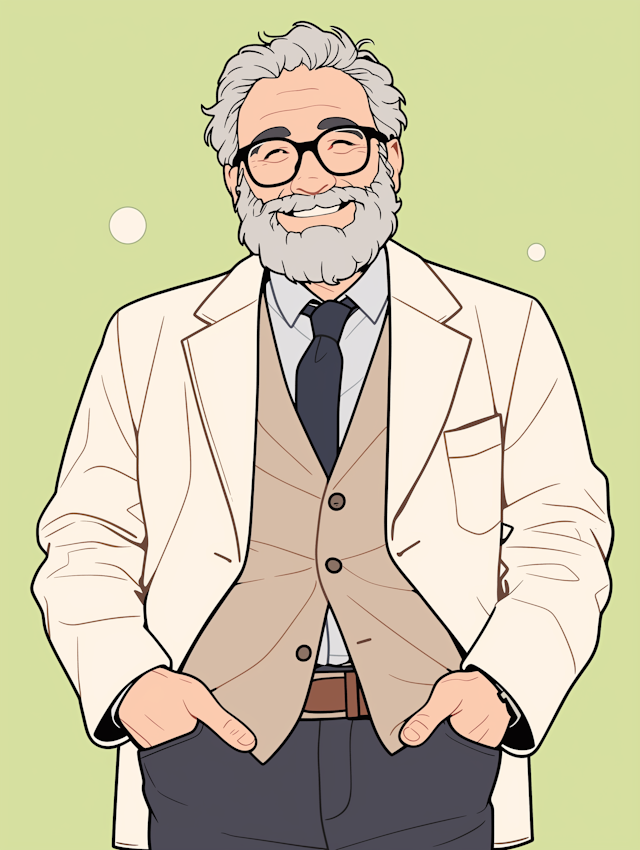 Friendly Older Man in Lab Coat