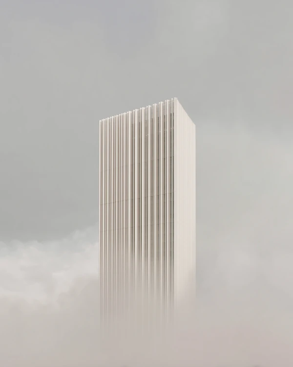 Modern Skyscraper in Fog