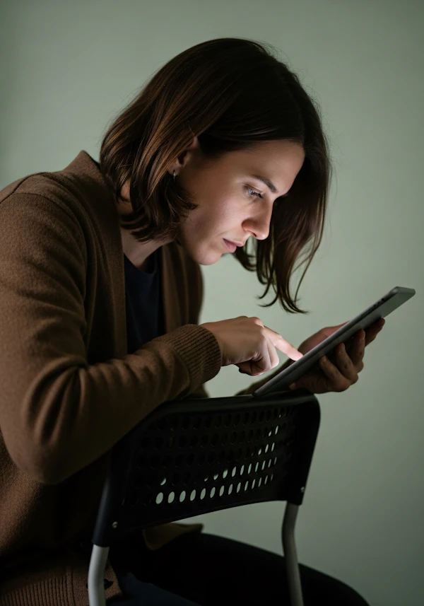 Focused Tablet User