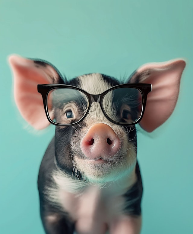 Studious Piglet in Glasses