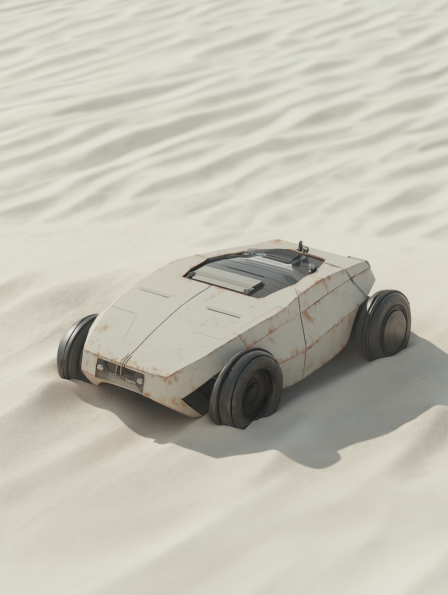 Futuristic Armored Vehicle in Desert